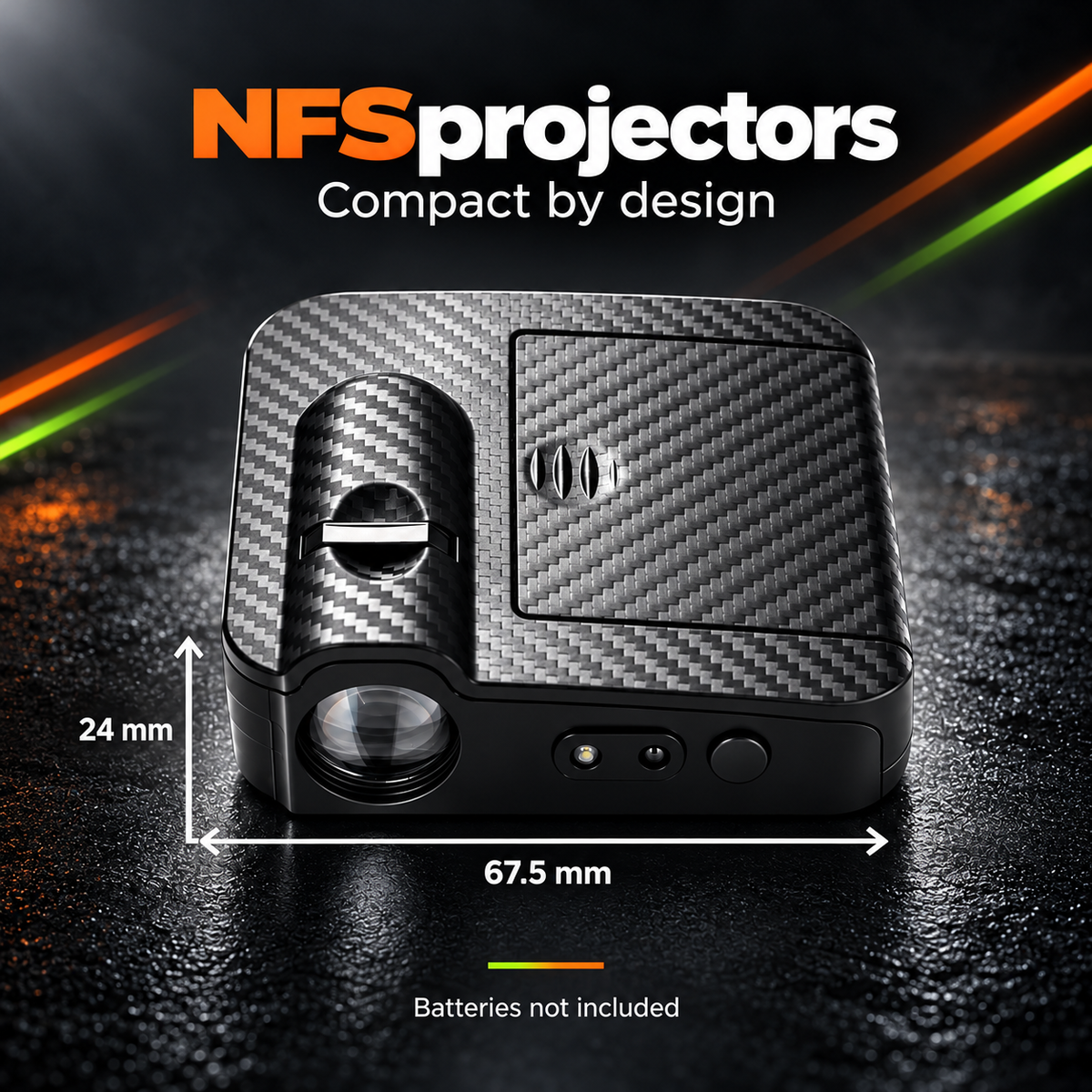 NFS Car Projector - dimensions 67.5 mm by 24 mm