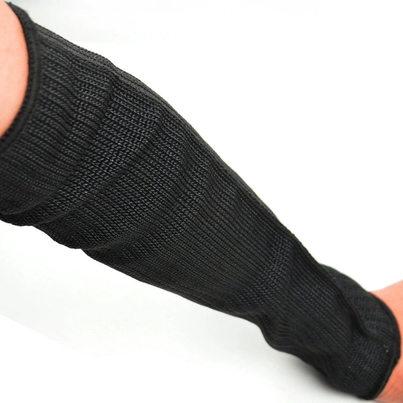 Black knitted sleeve shown on a forearm, supplier appearance photograph